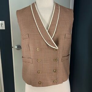 Vintage Emporio Armani Tan Checkered Double-Breasted Vest